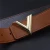 Import triangle yellow zinc alloy metal leather belt buckles accessories buckle leather belt male v letters from China