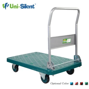 Uni-Silent 300kgs Plastic Flatbed Hand Trolley with Folding Handle LH300P-DX