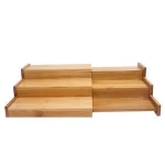 Unique Design Kitchen Jar Storage 3-Tier Expandable Organizer Bamboo Step Shelf Bamboo Corner Spice Rack