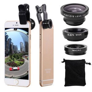Universal 3 in 1 Wide Angle Macro Fisheye Lens Camera Mobile Phone Lenses Fish Eye Lentes For iPhone 6 7 Smartphone Microscope