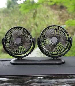 Universal Mini Car Fan Cooler Air Usb 12V/24V Ventilador Cooling Dual Head 360 Degree Adjustable Auto Low Noise Strong Wind