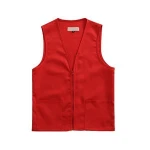 Vest For Supermarket Clerk Work Uniform Vests With Pockets & Front Button