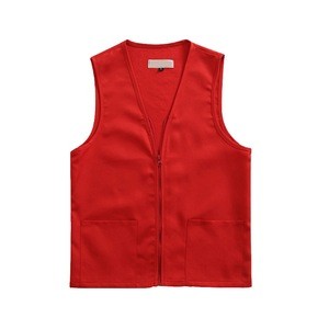 Vest For Supermarket Clerk Work Uniform Vests With Pockets &amp; Front Button