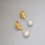 Import Vintage antique finish gold plated fresh water baroque pearl conch shape sea shell earrings unique stylish fashion jewelry from China