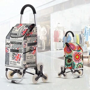 Waterproof Grocery Laundry Utility Cart with Wheel Bearings Stainless Steel Folding Oxford Bag Shopping Cart Trolley