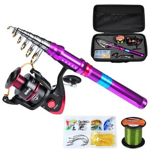 WEIHE 2020 New arrival  Fishing Reel And Rod Set 1.8m-2.7m Telescopic Fishing Rod + 11BB Spining Reel Combo Fishing Line Gift
