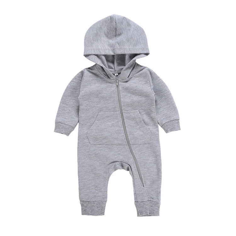 wholesale breathable Autumn winter cotton sleepwear baby rompers hooded long sleeve jumpsuit