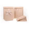 Wholesale china gift shopping craft brown kraft paper bag with ribbon handle