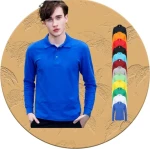 Wholesale Custom Logo Printed Embroidery Long Sleeve Mens Polo Shirts Plain Knitted Golf T-Shirts with V-Neck Casual Workwear