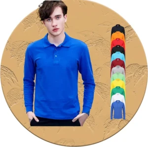 Wholesale Custom Logo Printed Embroidery Long Sleeve Mens Polo Shirts Plain Knitted Golf T-Shirts with V-Neck Casual Workwear