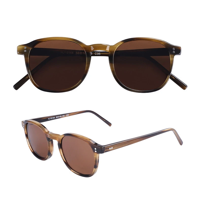 Wholesale Custom Men And Women Sun Glasses Fashion Brand Polarized Lunette De Soleil Acetate Frame Designer Vintage Sunglasses