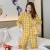 Import Wholesale Excellent Quality Pajamas Sets Women Korean Style Homewear Yellow Plaid Shirts And Pants Cotton Japanese Sleepwear from China