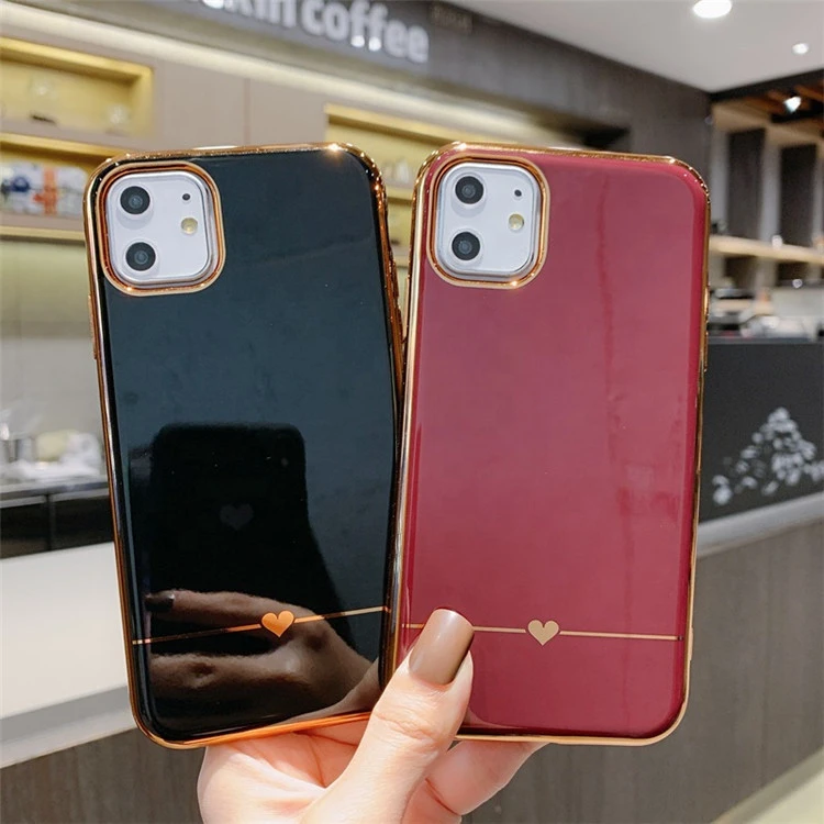 Wholesale Fashion Plating heart Cell Phone Case for iphone 11 pro max