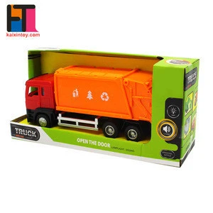 wholesale friction car plastic garbage truck toy with music light