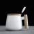 Wholesale matte reusable tea milk ceramic mug custom logo porcelain cappuccino coffee cup with wood handle