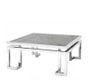 Wholesale Metal Frame Stainless Steel Centre Table Basse Modern Living Room Furniture Luxury Golden Square Glass Coffee Table