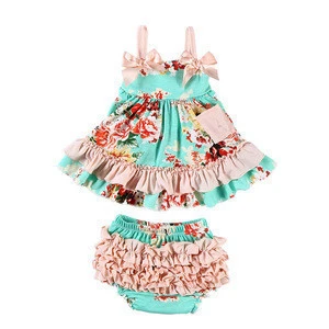 Wholesale new design swing top sets baby girl clothing set baby clothes set