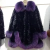 Wholesale Plus Size Mink Fur Coat Pretty Purple Fox Fur Hem Coats for Ladies