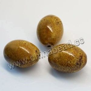 Wholesale raku ceramic beads, egg shaped beads porcelain beads for bracelet making
