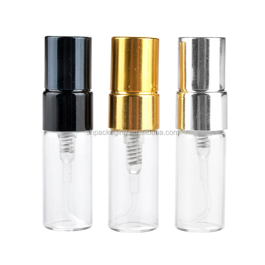 wholesale vial glass perfume bottles with sprayer and cap aluminium sprayer mini small sample 3ml perfume bottle