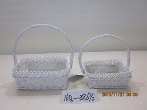 Wicker Weaving Flower Basket Set Garden Basket With Plastic Liner