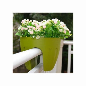 Widely Used Colorful Plastic Railing Hanging Balcony Flower pots