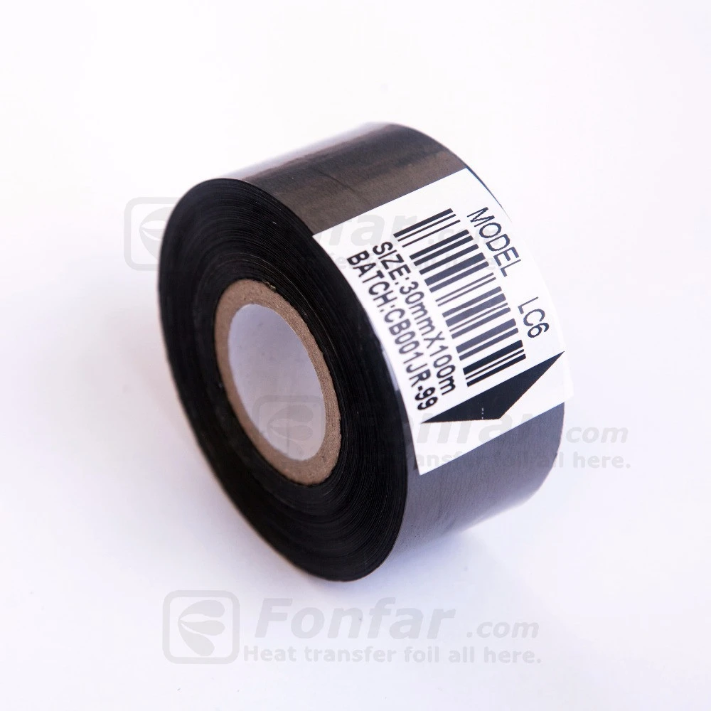 Width 30mm LC6 Hot foil stamping roll /black coding ribbons /hot print stamp foil for expiry date printing