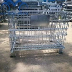 wire mesh pallet cage/galvanized steel wire rolling container storage cage /wire mesh container