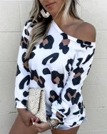 women fashion tops blouse  new model shirts  tops blouses and off shoulder long sleeve  leopard t shirts