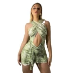 Women Night Clubs Sexy Snakeskin Print Strap Mini Sleeveless Clothing Casual Hollow Out Bodycon Bandage Dresses