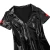 Import Women Wetlook Patent Leather Sexy Dress Short Sleeves V-Neck Front Zippered Bodycon Mini Dress Clubwear from China