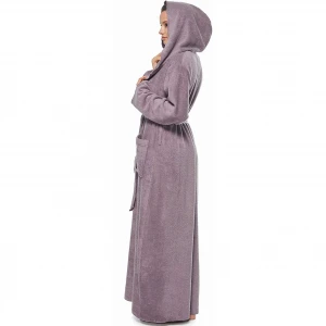 Womens Hooded Classic Bathrobe robe with Full Length