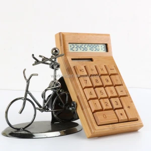 Worknet New Design Custom Eco-friendly bamboo products 12 Digits solar powered bamboo calculator for office table CS19-N