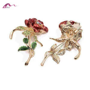 yiwu manufacturers wholesale brooches vintage metal crystal rose flower brooches