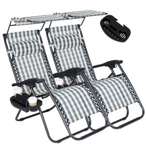 Zero Gravity Outdoor Folding Lounge Chairs w/Sunshade Canopy Snack Tray,Adjustable Patio Reclining for Travel Yard Beach Pool
