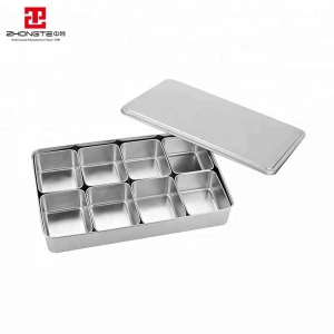 Zhongte High Quality Multi-compartment Japanese Style Stainless Steel Kitchen Condiment Containers Compartment Spice Box With Li