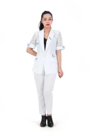 Short-Sleeved Butterfly White Suit