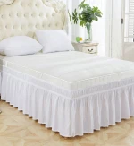 Amazon trending bed skirt, foreign trade size, European and American style, solid color, brushed fabric, elastic bed sk