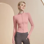 Sun protection jacket with zipper, women's running and fitness long-sleeve quick-dry shirt, plus-size sports top, tight