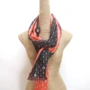double faced printed silk habotai scarf with frayed fringes