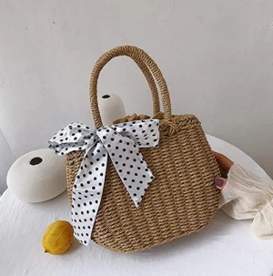 2020 new product Fascinating design Small Round Women Bags Phones And Keys Rope Woven Paper Basket Storage With Bowknot