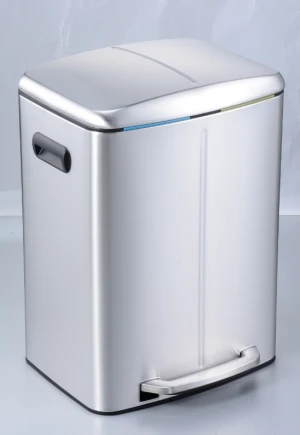 40 Liters Stainless Steel 2 Compartment Soft Closed Pedal Trash Can High Quality Waste Bin