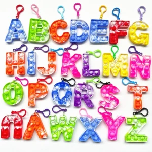 Figure Alphabet Push Bubble Toys Jigsaw Letter Digital Fidget Keychain Stress Relief Silicone Puzzle Fidget Toys