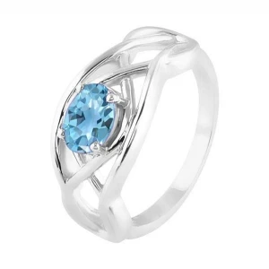 Authentic Sterling Silver Blue Topaz Ring For Women
