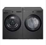 Front Load Washer And Dryer Set Black Steel Finish Dual Unit Design