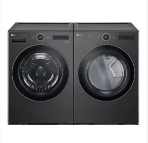 Front Load Washer And Dryer Set Black Steel Finish Dual Unit Design