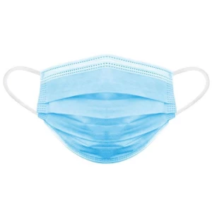 disposable surgical face mask with standard 3 layer material and size with ear loops and nose bridge