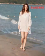 women  hollow out vestidos de playa crochet dress cover up beach wear