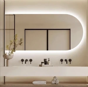 Dingju  Modern Makeup Vanity Touch Screen  Smart LED Light Wall Mirror Glasses Bathroom Bath Decorative  Mirror