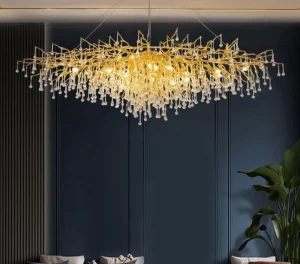 Luxury Round Gold Crystal Ceiling Light Modern Crystal Pendant Chandelier Lamp